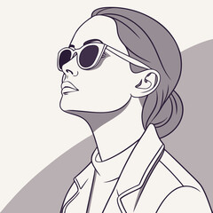 Stylish woman wearing sunglasses looking up
