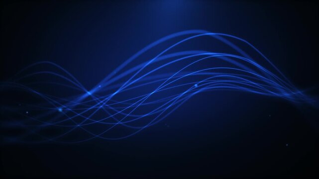 Blue fiber waves flow continuously in a seamless 4K 60FPS loop. Ideal for digital motion graphics, presentations, and tech visuals