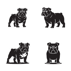Bulldog Silhouette Set Four Dog Mascots for Strength and Loyalty