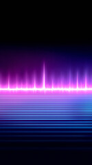 A colorful sound wave pattern displays vibrant lights in shades of pink and blue against a dark background. The design evokes a sense of rhythm and energy, perfect for music lovers