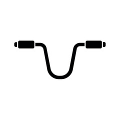 Simple solid black icon of bicycle handlebars with grips, symbolizing cycling, control, transportation, riding, and handlebar design in a minimalist vector silhouette.