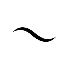 Bold black wavy line icon vector, commonly known as a tilde or swash, symbolizing approximation, flow, smoothness, water, or an abstract elegant curve in a simple graphic.