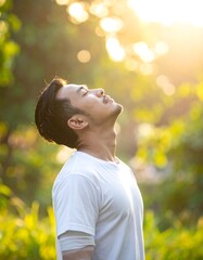 Man enjoying nature's peace