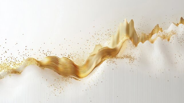 Golden wave abstract background, growth chart, financial success