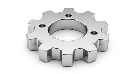 Modern chrome gear isolated on white conveys precision engineering and industrial strength solutions