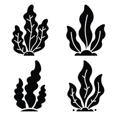 seaweed silhouette vector icon bundle
