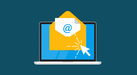 Email Marketing Concept with Laptop and Mouse Cursor Illustration