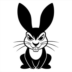 Silhouette vector illustration of a cartoon face of a rabbit 