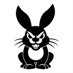 Silhouette vector illustration of a cartoon face of a rabbit 