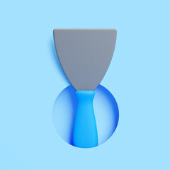 Putty Knife with Blue Handle on Light Blue Background