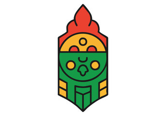 Bold logo design featuring a stylized Aztec rocket, celebrating D?a de la Raza heritage. Vibrant colors and a strong graphic element create a memorable brand identity.