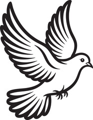 Flying Dove with Radiant Rays in Vintage Engraving Style.