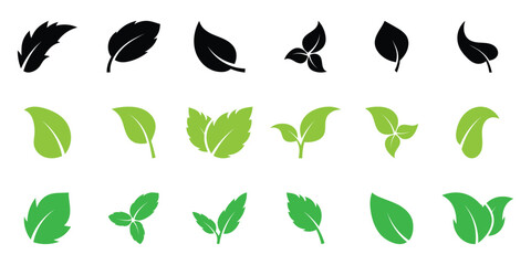 Leaf icon. Stylized green leaves representing nature and freshness vector illustration. Eco-friendly growth and organic symbol. Sustainability and environmental sign. Natural pictogram. EPS 10