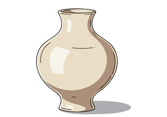 simple ceramic vase form stands on a bright yellow background Clean lines and a classic design make it ideal for product displays or decorative illustrations A modern minimalist aesthetic