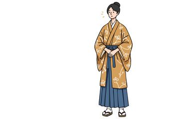 serene woman in a traditional kimono stands proudly showcasing Japanese heritage and cultural pride  Detailed pattern elegant style and a refined aesthetic Suitable for diverse commercial applications