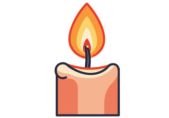 A simple, elegant illustration of a lit candle, radiating warmth and hope. Clean lines and a soft color palette create a calming and inviting visual. Perfect for conveying positivity and serenity.