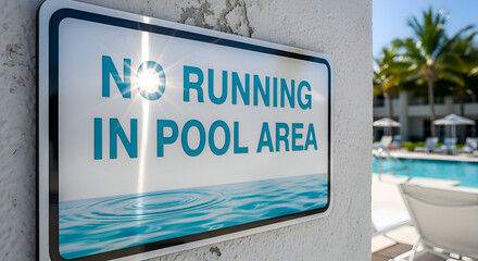 Poolside Safety Notice: Prohibiting Running for a Secure and Relaxing Experience