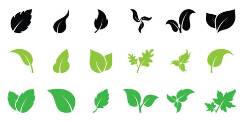 Leaf icon. Stylized green leaves representing nature and freshness vector illustration. Eco-friendly growth and organic symbol. Sustainability and environmental sign. Natural pictogram. EPS 10