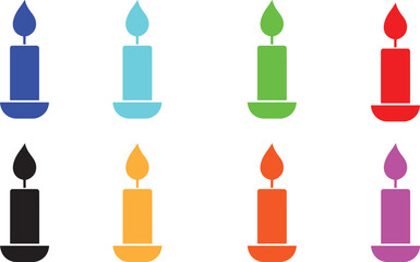 Colorful Candles Collection Isolated on White Background Vector Illustration