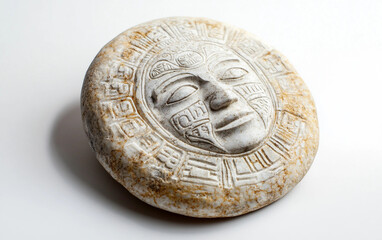 Detailed view of Aztec calendar stone emphasizing symbolic design cultural heritage and the spiritual traditions of pre Columbian civilizations isolated on transparent background PNG