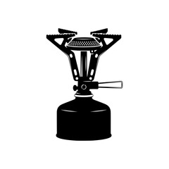 Portable Camping Stove Silhouette Icon Black and White Vector Graphic for Outdoor Recreation