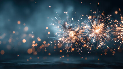 Fototapeta premium Colorful fireworks bursting in the night sky during a lively summer festival