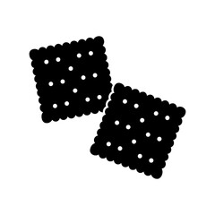 Two square crackers silhouette icon isolated on white background simple food snack design element