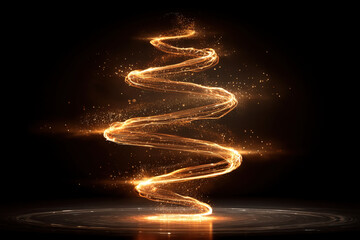 Radiant glowing spiral of lightning energy twisting upward on black background