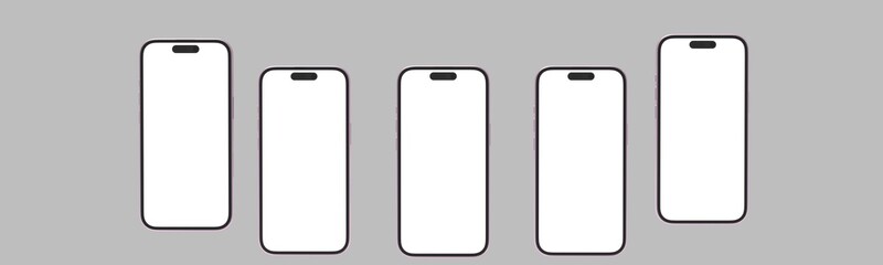 Realistic smartphone mockup. Mobile phone Mockup with isolated on white background. Device front view. 3D mobile phone with shadow. Realistic, high quality smart phone mockup for ui ux presentation.