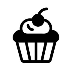 Cupcake graphic with cherry, simple design