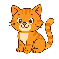  Happy ginger kitten with a white chest
