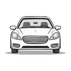 Clean white car illustration front view contemporary automotive transport vector art
