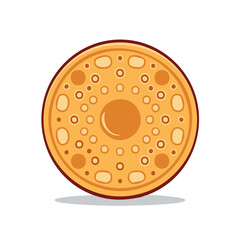 Fototapeta premium Cartoon Illustration of a Flatbread with Circle Pattern and Brown Crust