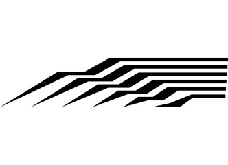 Vector design element of sharp black retro lines on a white background. Sports pattern for advertising, packaging, sportswear, toys. Modern vector background. Application on the body of a car, boat