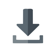 Download icon illustration. Arrow pointing down to a tray. Loading or saving files.
