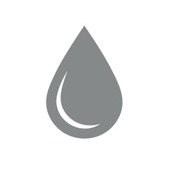Single realistic gray water drop with inner curve illustration representing moisture or fluid
