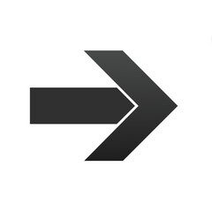 Bold black geometric arrow icon pointing right symbolizing progress forward and the next step