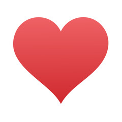 Red heart shape illustration, symbol of love, isolated on white background.