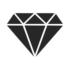 Monochromatic Faceted Gemstone Symbol Isolated on White Minimalist Graphic