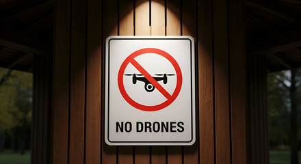 Prohibition Sign: No Drones, Restricted Area, Surveillance Ban, Drone Exclusion Zone