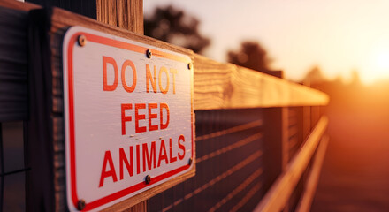 Prohibition Sign On A Wooden Fence In Warm Light With A Sunset Atmosphere
