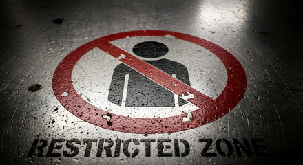 Prohibition Sign On Metal Surface Detailing Restricted Access Area Clearly Depicted