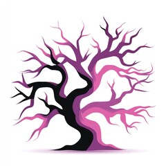 Obraz premium Spooky haunted tree silhouette with twisted branches for halloween décor and design