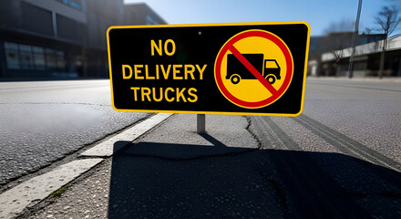 Prohibition Sign Preventing Delivery Vehicles From Entering Specific Zones For Road Regulations