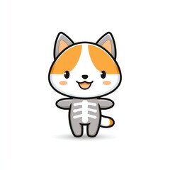 Fototapeta premium Kawaii fox in skeleton costume for halloween, cute character design for cards and decorations