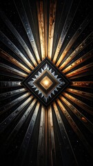 Wooden beams radiate from central diamond