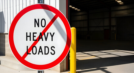 Prohibition Sign Regarding Heavy Transport In Front Of A Large Warehouse