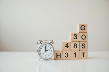 Timer and Staircase Graphic Desk with Soft Lighting