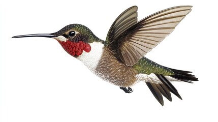 Naklejka premium bird, hummingbird, nature, animal, flying, green, flower