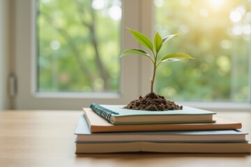 Sprouting Plant From Notebooks Celebrating Sustainable Goals